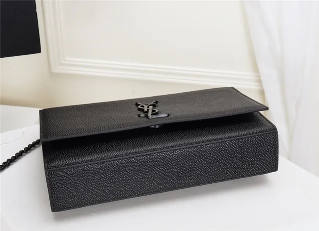 Saint Laurent Black Gold Structured Flap Strap Chain Bag 21