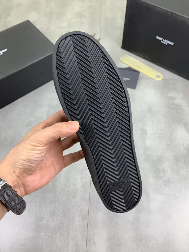 Saint Laurent কালো Script Logo ক্যানভাস লাইফস্টাইল স্নিকার 2