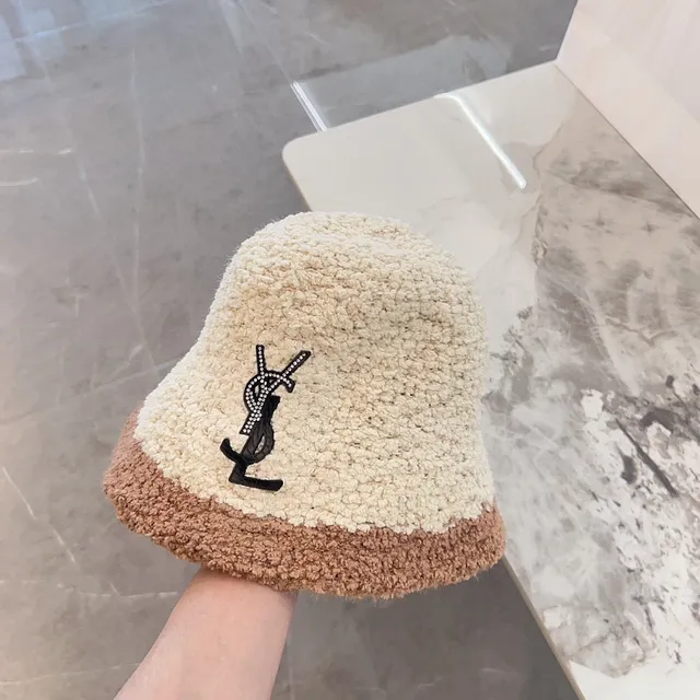 Saint Laurent Embellished YSL Monogram Two-Tone Bouclé Bucket Hat 7