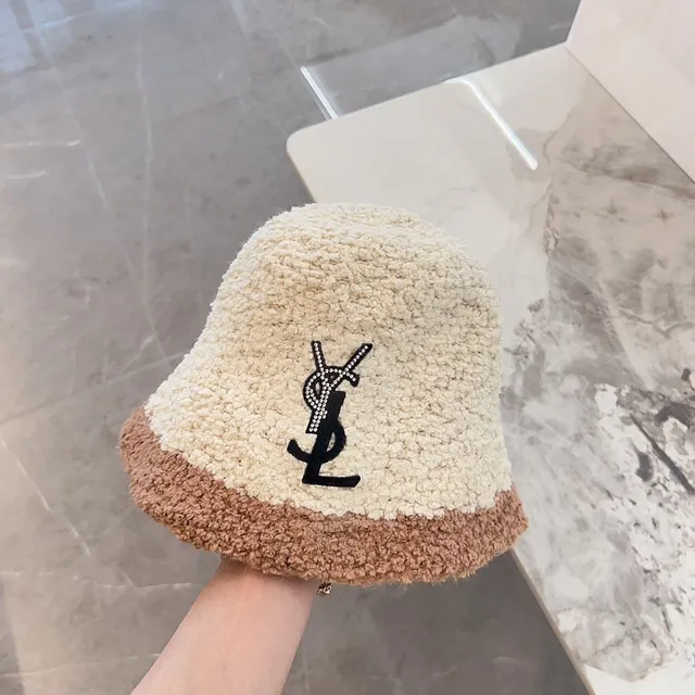 Saint Laurent Embellished YSL Monogram Two-Tone Bouclé Bucket Hat 9