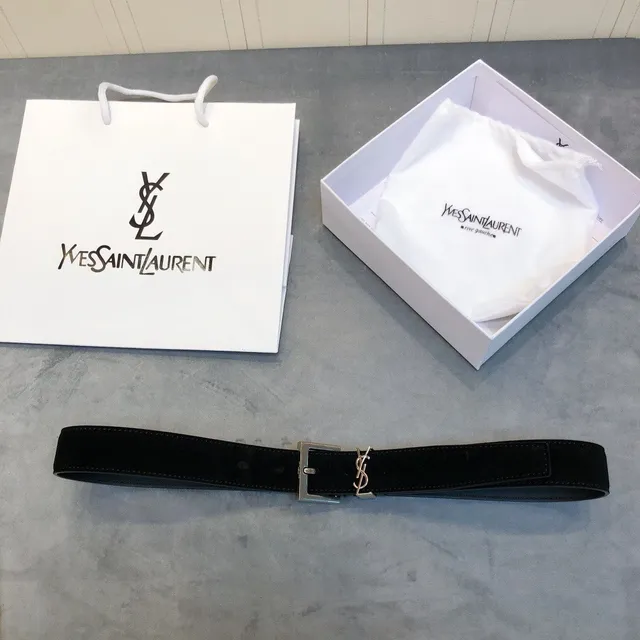 Ceinture en cuir noir à boucle Monogram Saint Laurent 2