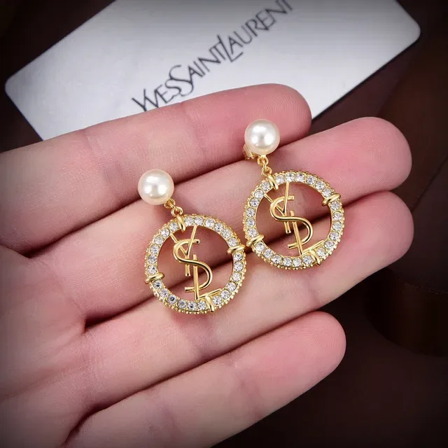 Créoles Saint Laurent Monogram Perle-Top Cristal 3