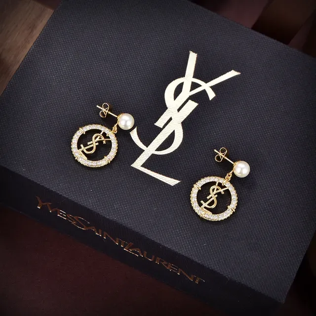 Créoles Saint Laurent Monogram Perle-Top Cristal 5