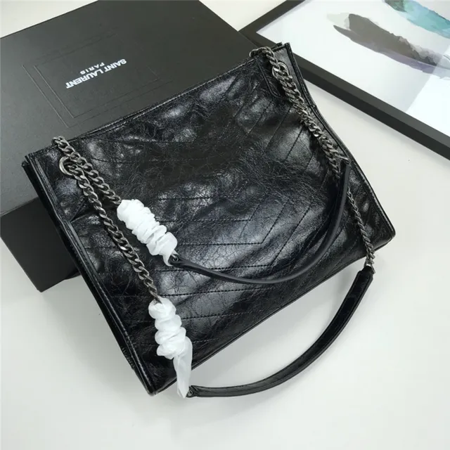 Saint Laurent Niki Burgundy Silver Quilted Chevron Patent Leather Chain Bag 6