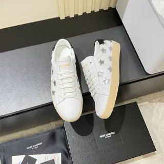 Saint Laurent SL/10 Star White Silver Leather Lifestyle Sneakers
