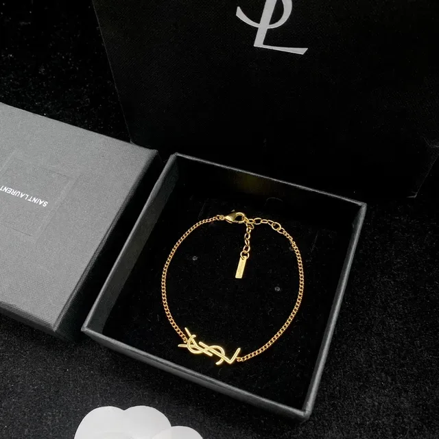 Saint Laurent YSL Monogram Bracelets Chaîne Dorés 4
