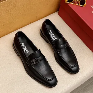 Salvatore Ferragamo Gancini Loafer Black Leather Loafers