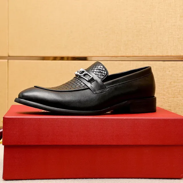 Salvatore Ferragamo Gancini Woven Leather Black Loafers 4