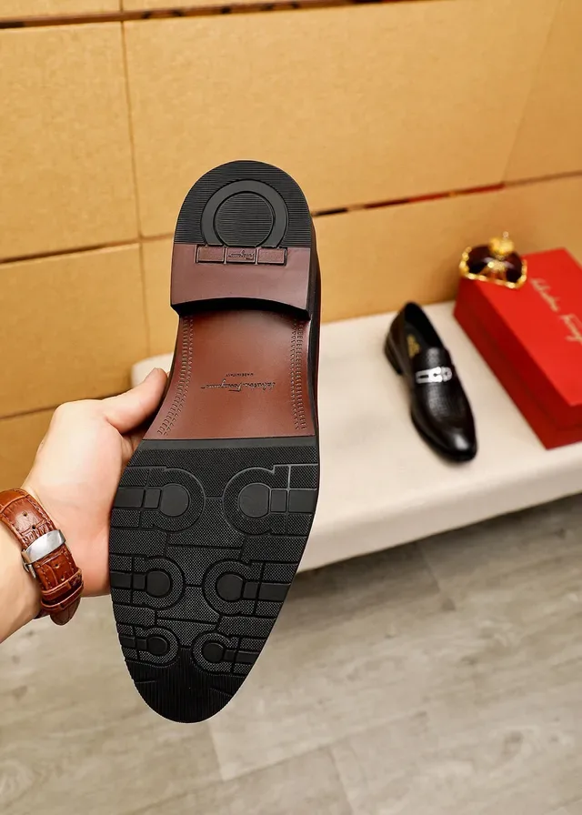 Salvatore Ferragamo Gancini Woven Leather Black Loafers 9