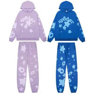 Sp5der Graphic Print Purple Blue Oversized Fit All-Over Tracksuit