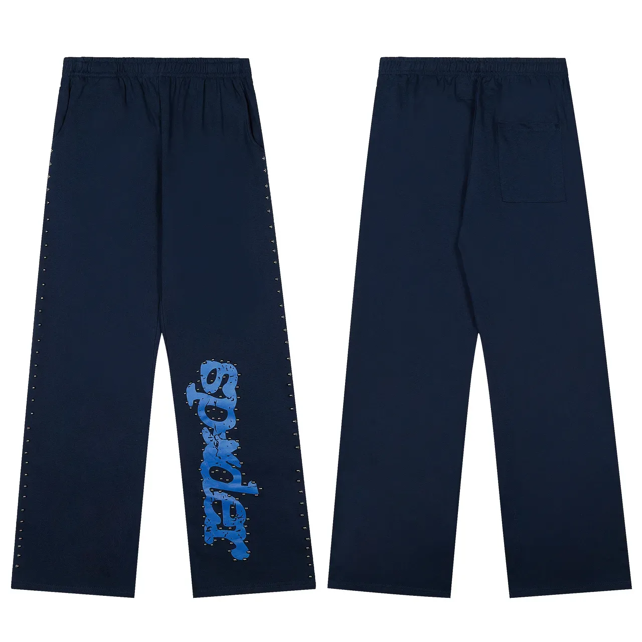 Sp5der 海军蓝 铆钉装饰 distressed 印花 Logo 运动套装 6