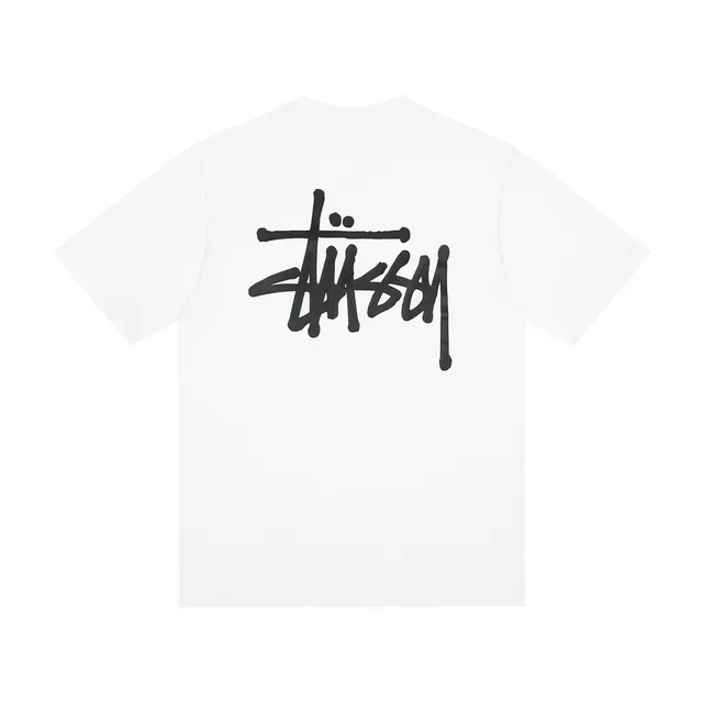Stussy Stock Logo सफेद और काली टी-शर्ट 3