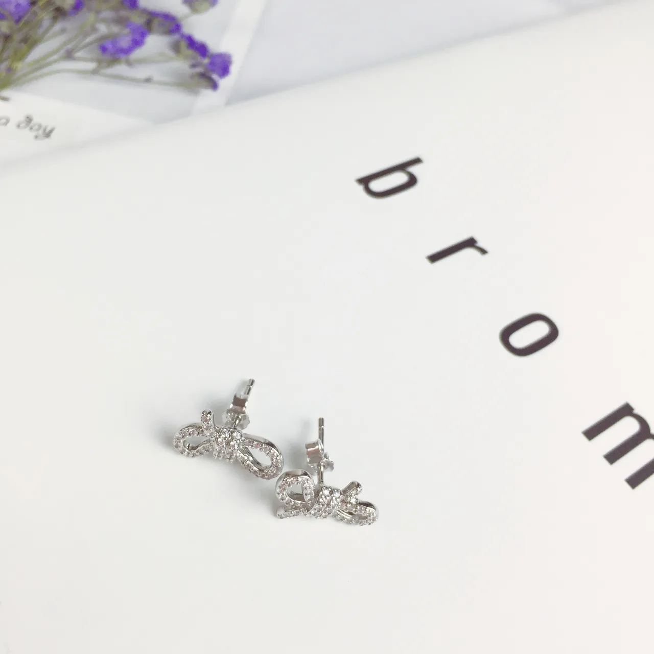 Swarovski Crystal Bow Stud Earrings 2
