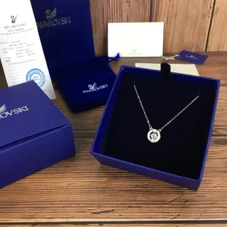 Swarovski Dazzling Circle Silver Transparent Delicate Chain Circular Pendant Necklace