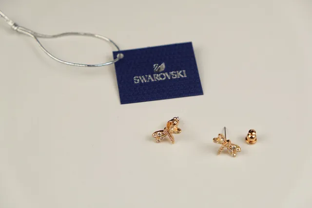 Swarovski Dragonfly Pavé Crystal Rose-Gold-Tone Stud Earrings 2