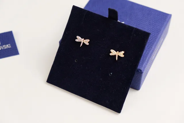 Swarovski Dragonfly Pavé Crystal Rose-Gold-Tone Stud Earrings 5