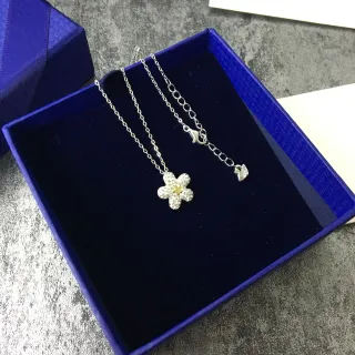Swarovski Flower Silver Gold Crystal-Embellished Five-Petal Necklace