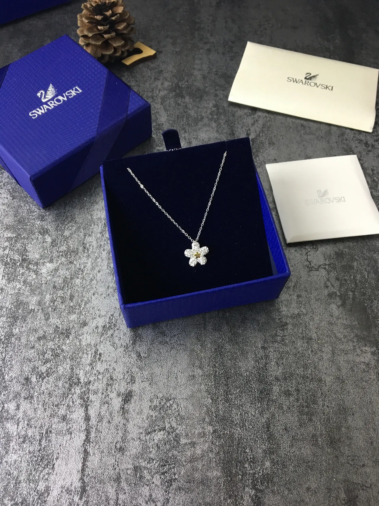 Swarovski Flor Prata Ouro Cristal-Embelesado Cinco-Pétala Colar 2