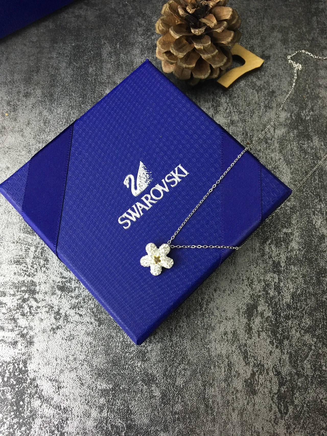 Swarovski Flor Prata Ouro Cristal-Embelesado Cinco-Pétala Colar 3