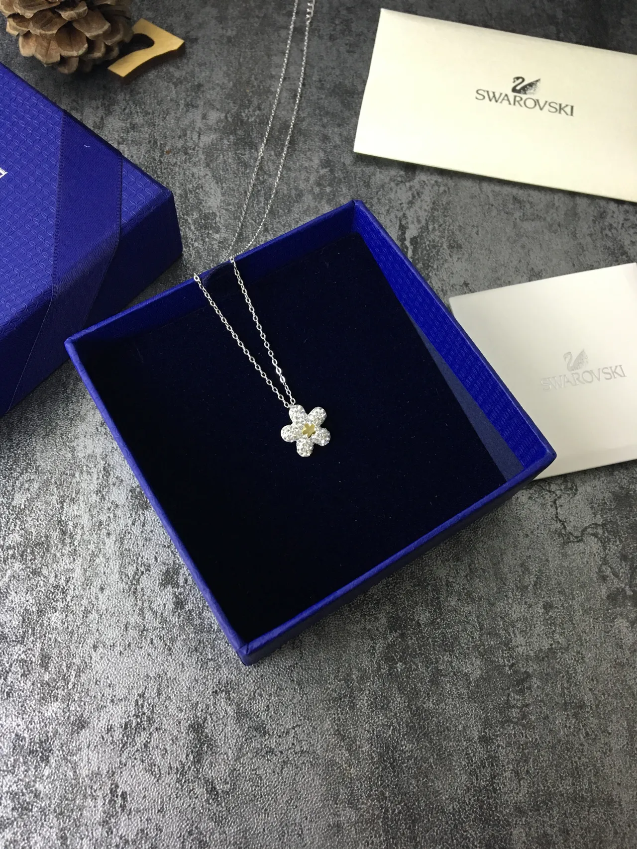 Swarovski Flor Prata Ouro Cristal-Embelesado Cinco-Pétala Colar 4