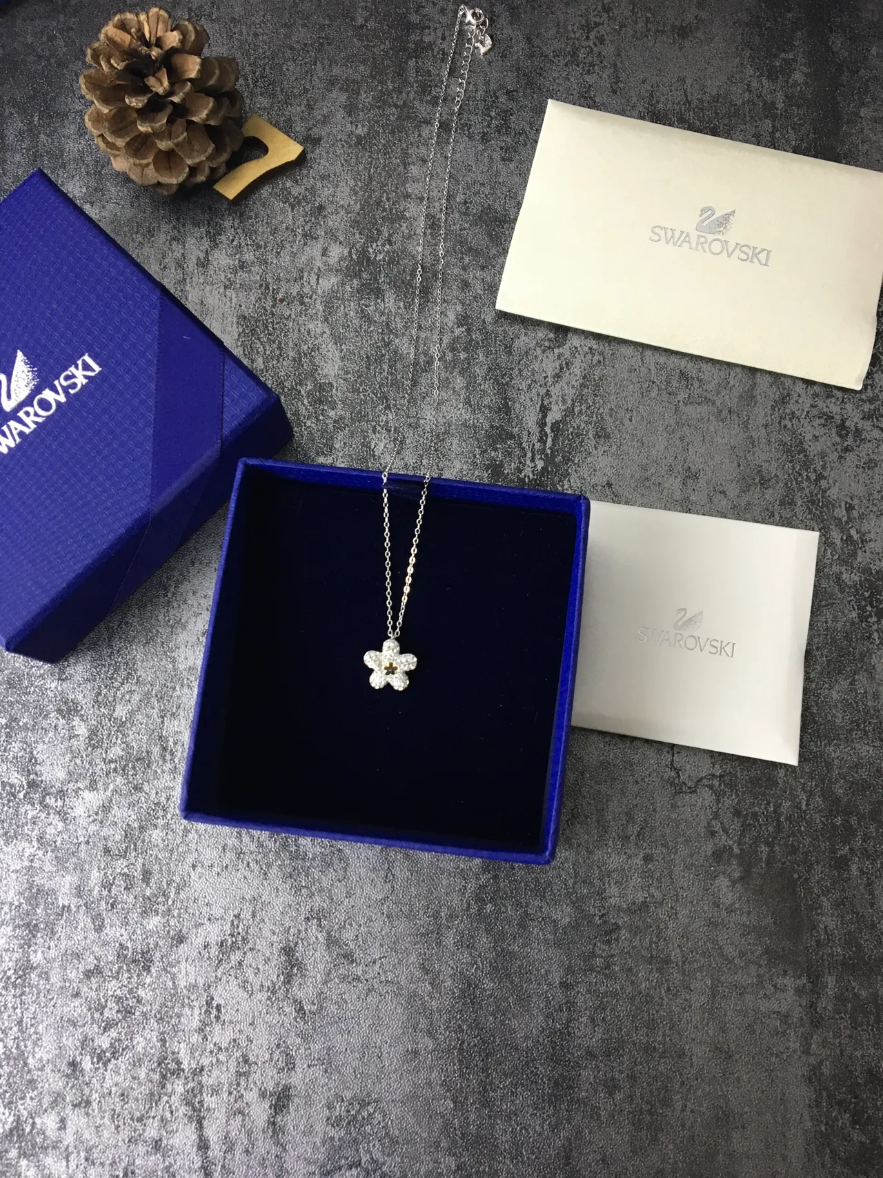 Swarovski Flor Prata Ouro Cristal-Embelesado Cinco-Pétala Colar 5
