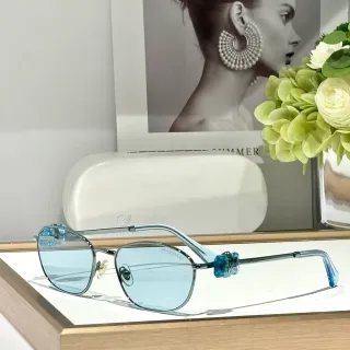 Swarovski Geometric Metal Frame Light Blue Tinted Eyewear