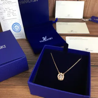 Swarovski Gold-Tone Crystal Halo Circle Pendant Necklace