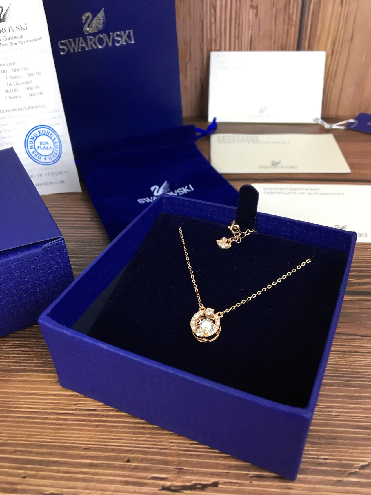 Swarovski Gold-Tone Crystal Halo Circle Pendant Necklace 6