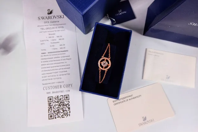 Swarovski Corrente dourada e branca com motivo circular de cristal bracelete 6