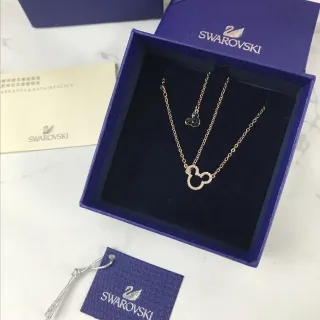 Swarovski Mickey Mouse Gold Black Chain Pavé Crystal Silhouette Necklace