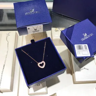 Swarovski Open Heart Rose Gold-Tone Crystal Necklace