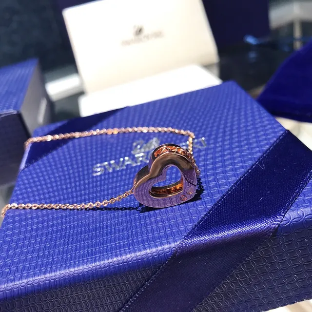 Swarovski Open Heart Rose Gold-Tone Crystal Necklace 8