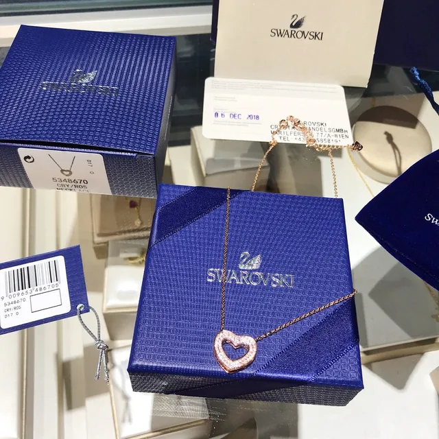 Swarovski Open Heart Rose Gold-Tone Crystal Necklace 2