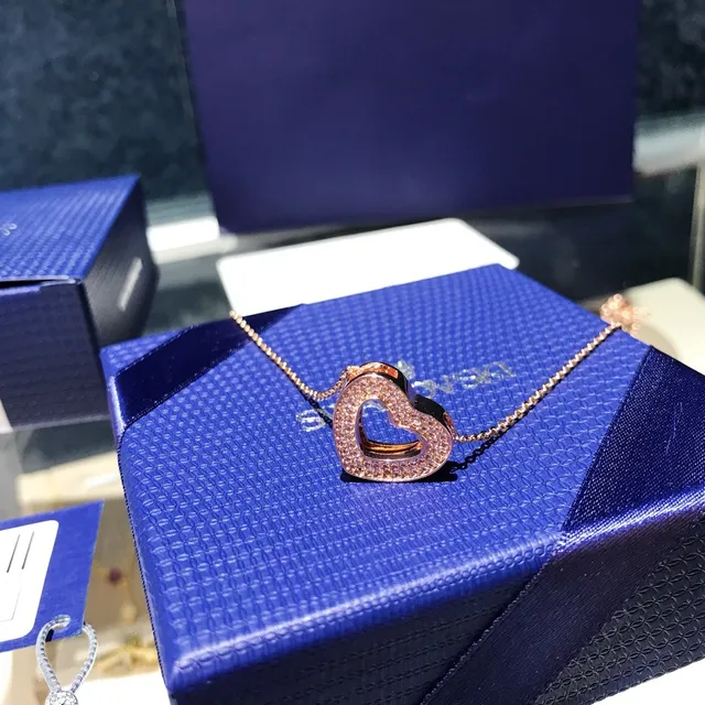 Swarovski Open Heart Rose Gold-Tone Crystal Necklace 3