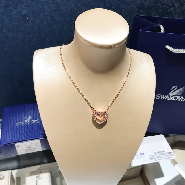 Swarovski Open Heart Rose Gold-Tone Crystal Necklace 5