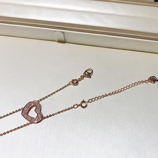 Swarovski Open Heart Rose Gold-Tone Crystal Necklace 6