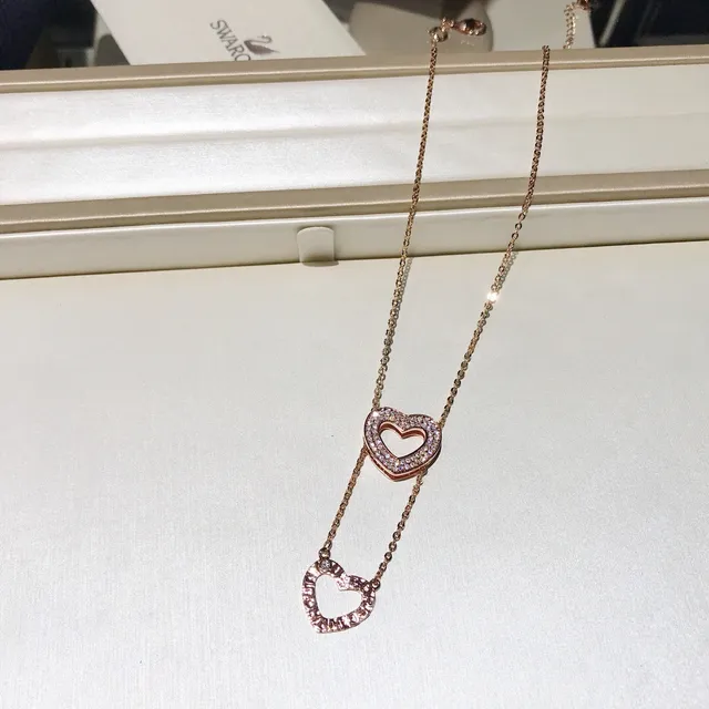 Swarovski Open Heart Rose Gold-Tone Crystal Necklace 7