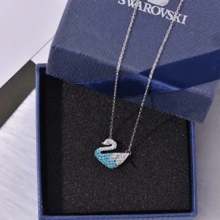Swarovski Swan Pavé Crystal Turquoise and Clear Necklace