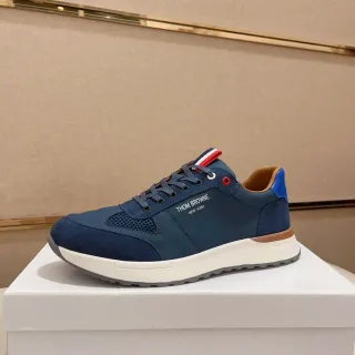 Thom Browne Navy Blue Suede and Mesh Lifestyle Sneakers