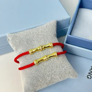 Tiffany & Co. Bamboo Pavé Gold and Red Cord Bracelets