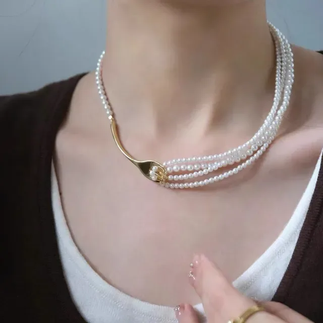Tiffany & Co. Elsa Peretti Fork Pearl Multi-Strand Necklace 4