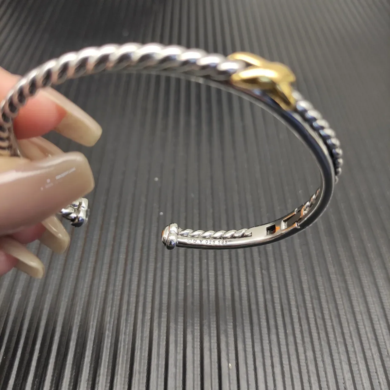 Tiffany & Co. HardWear Double Cable X Bangle Silver and Gold Bracelet 5
