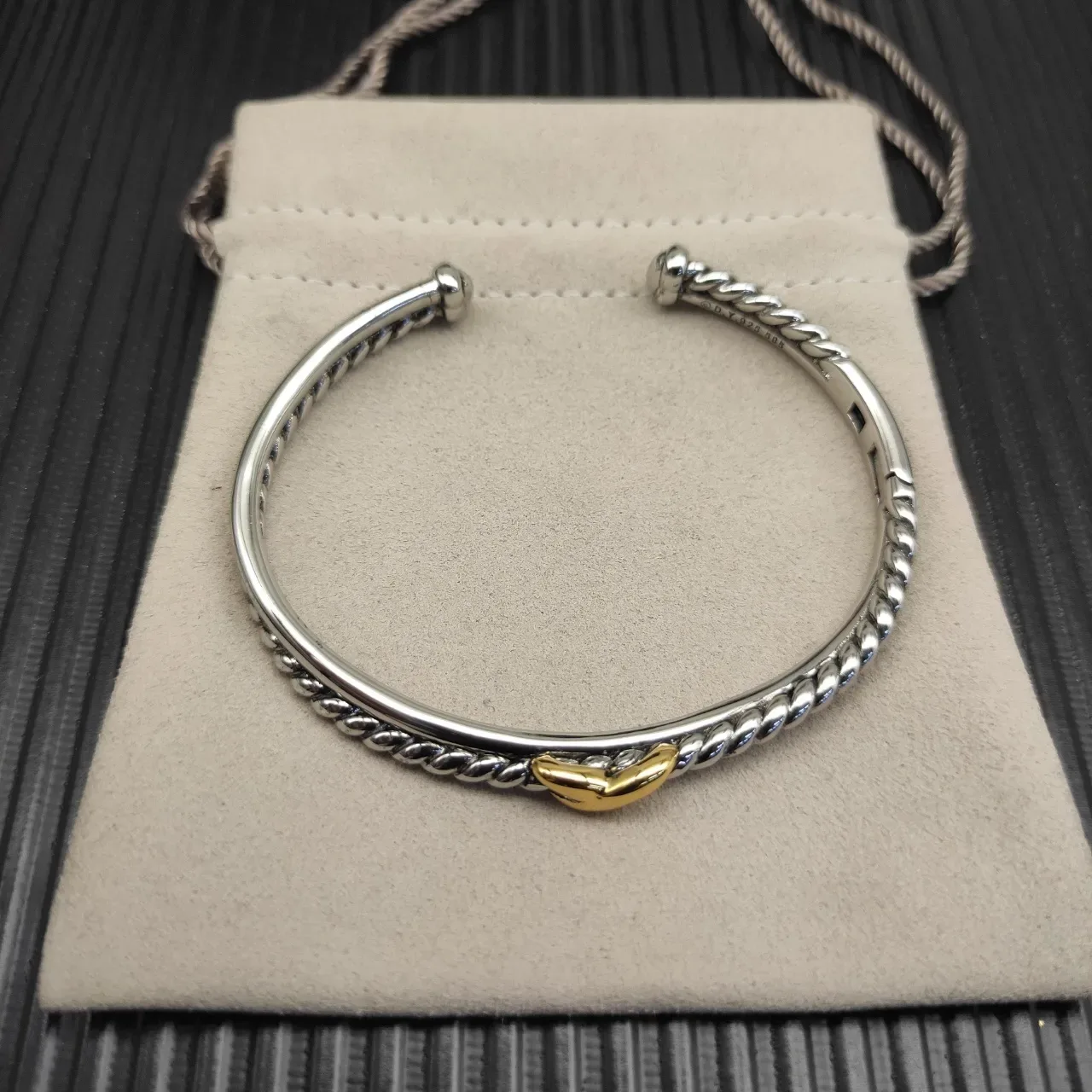 Tiffany & Co. HardWear Double Cable X Bangle Silver and Gold Bracelet 8