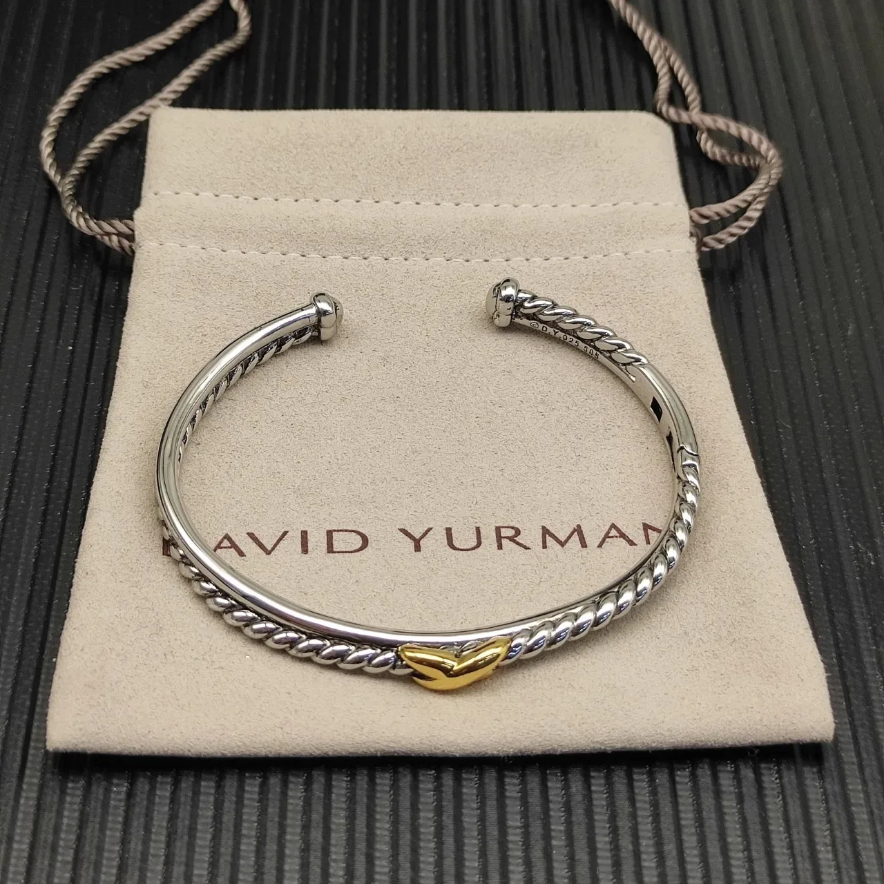 Tiffany & Co. HardWear Double Cable X Bangle Silver and Gold Bracelet 9