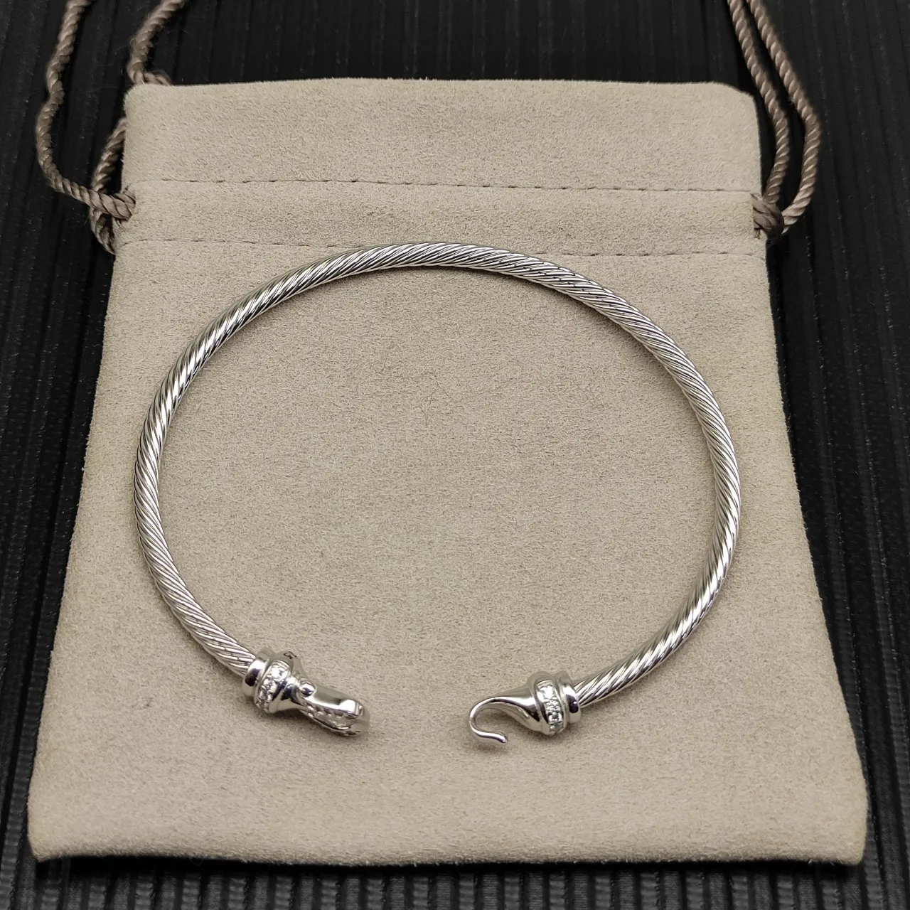 Tiffany & Co. HardWear Twisted Cable Pavé Clasp Bracelet 8