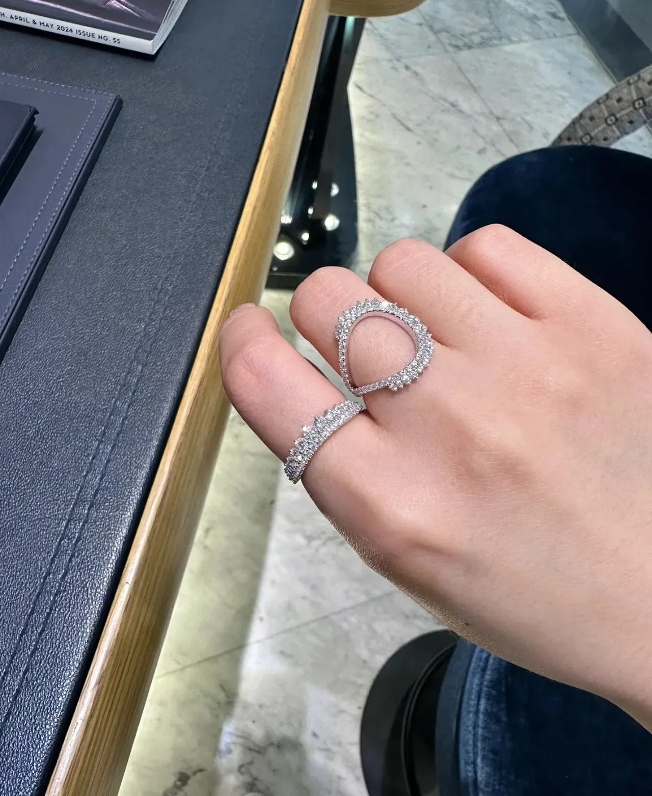Tiffany & Co. Open Circle Silver Navy Pavé-Set Ring 2