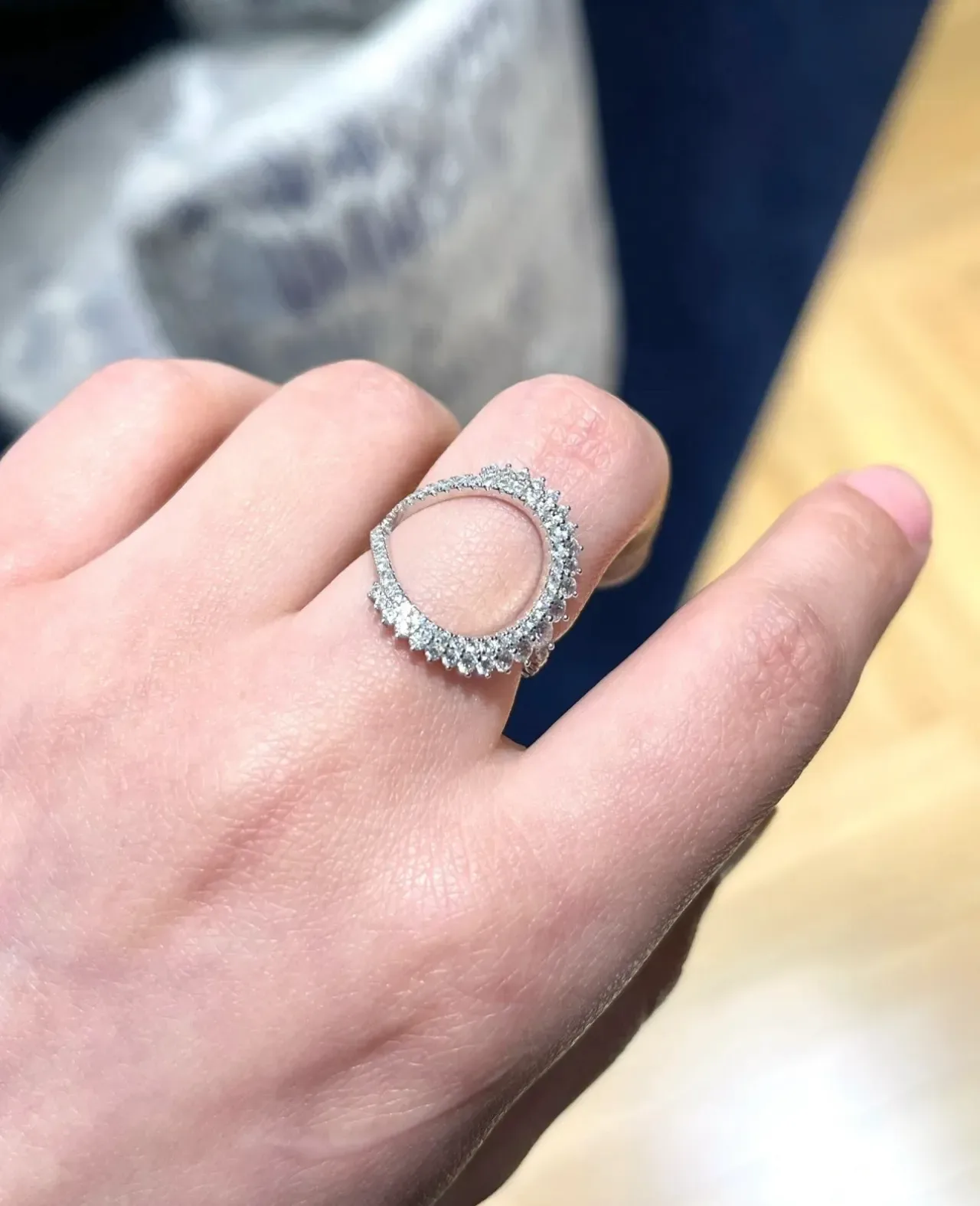 Tiffany & Co. Open Circle Silver Navy Pavé-Set Ring 4