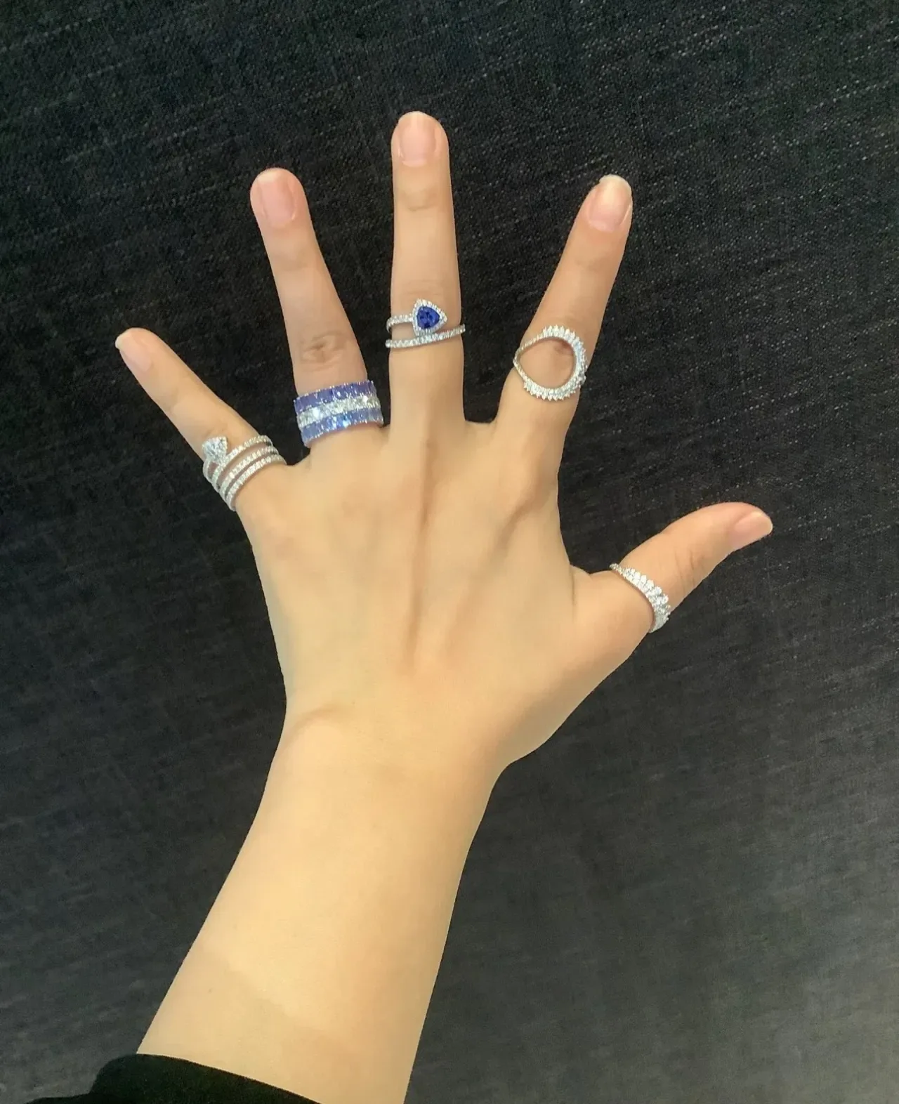 Tiffany & Co. Open Circle Silver Navy Pavé-Set Ring 5