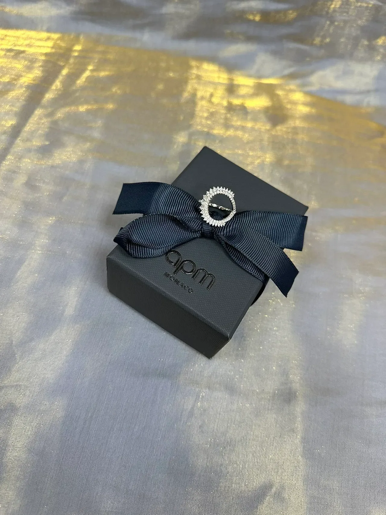 Tiffany & Co. Open Circle Silver Navy Pavé-Set Ring 7