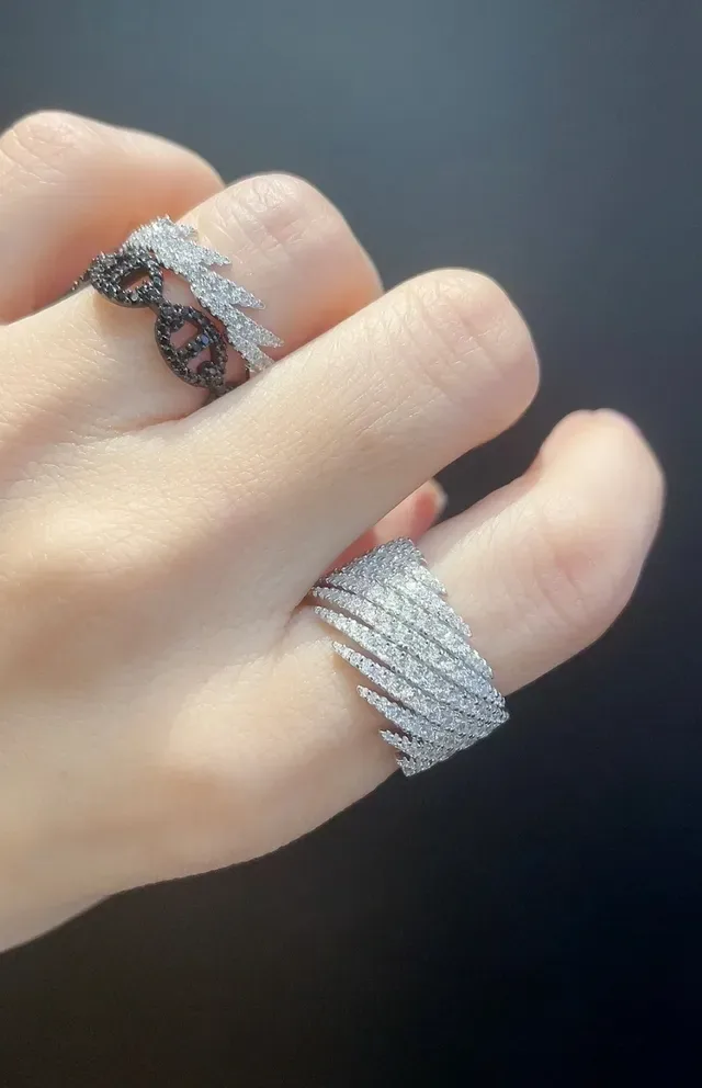 Tiffany & Co. Silver Navy Pavé-Set Multi-Row Ring 2